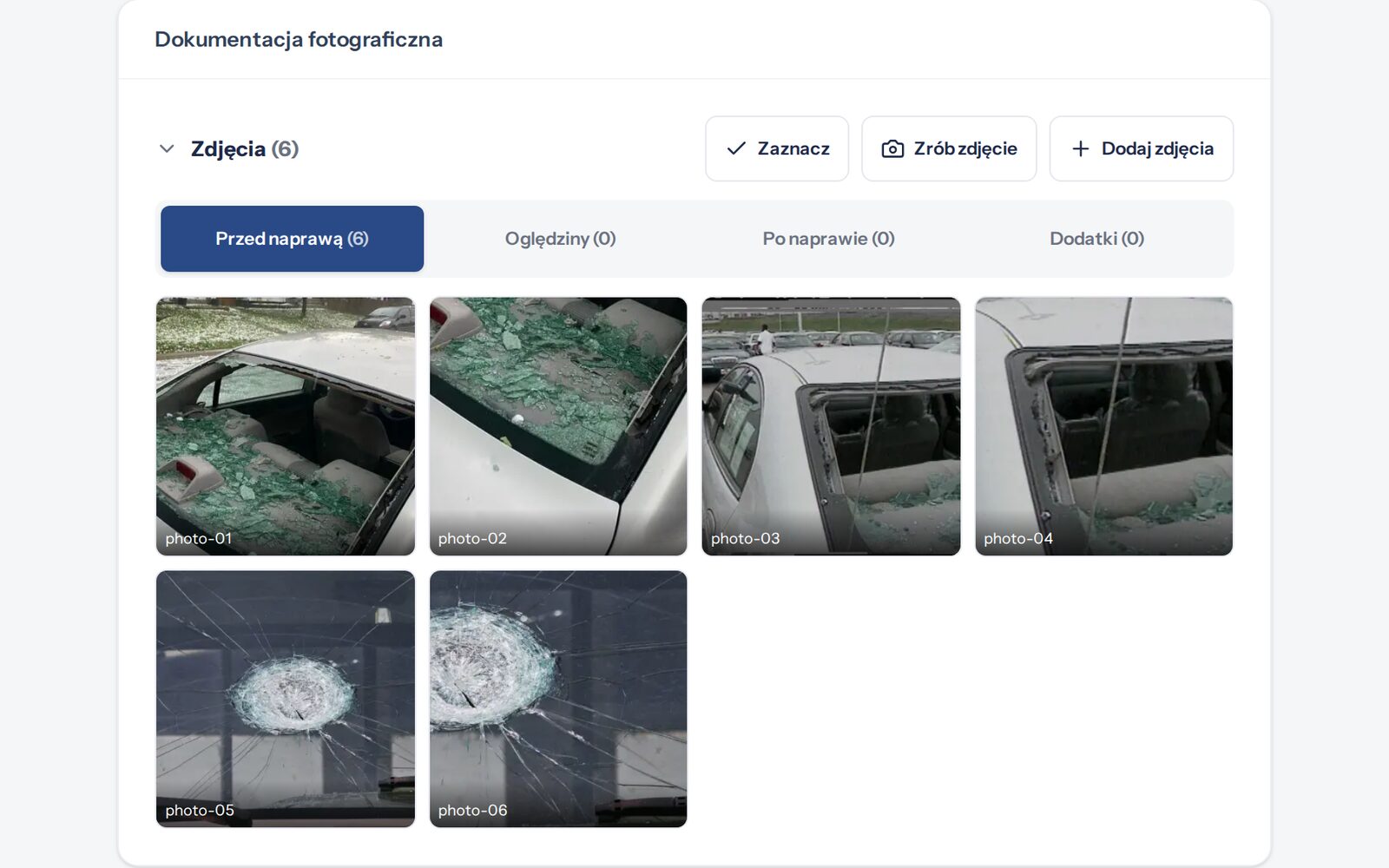 Galeria zdjęć szkody gradowej w zleceniu WE-PDR